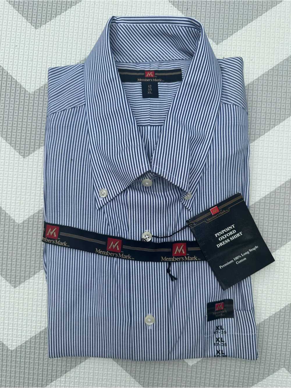 Member's Mark Blue Pinstripe Oxford Dress Shirt
